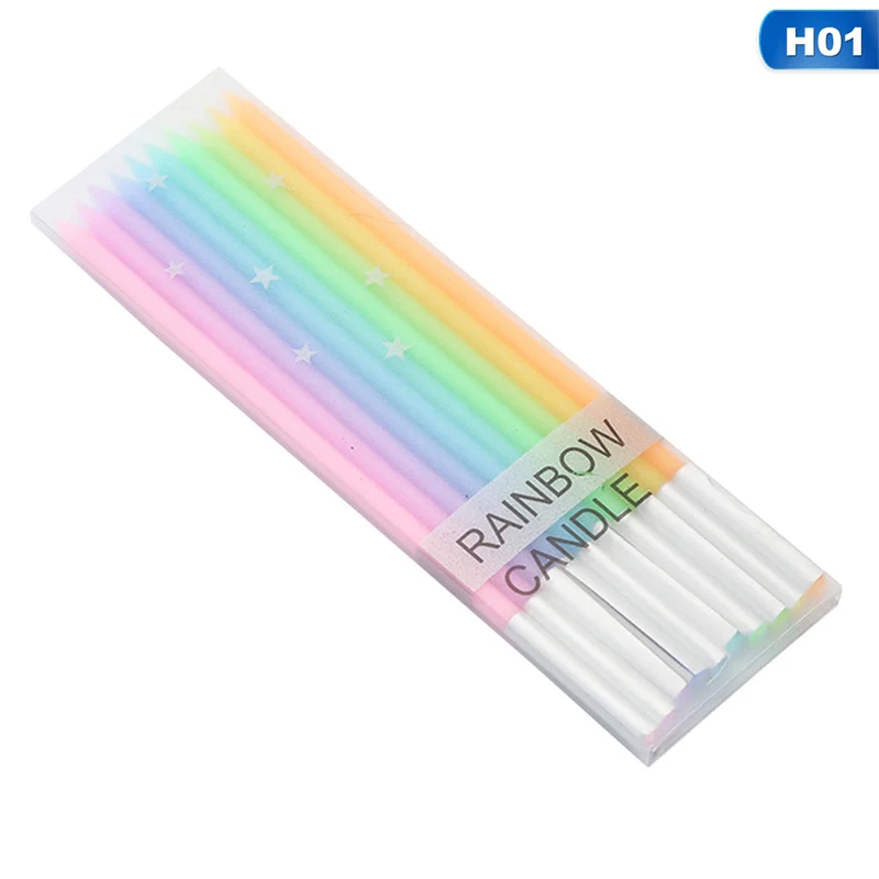 

New Birthday Party Supplies 10pcs/pack Wedding Cake Candles Safe Flames Dessert Decoration Colorful Flame Rainbow Candle
