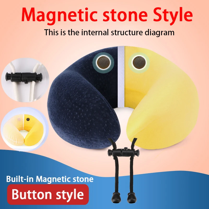 Magnetic stone style U-образная подушка для путешествий с эффектом памяти, ортопедические массажный эффект для шеи, подушка для офисного самолета, Подушка для сна, подушка для здоровья шейки - Цвет: Magnetic stone style