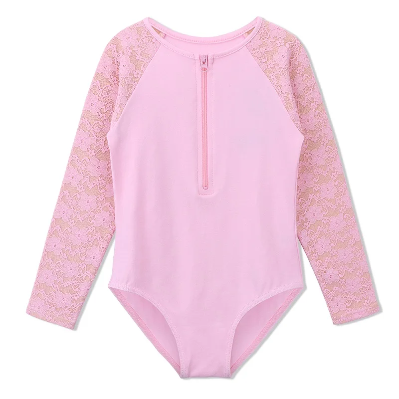 B191 pink Балетное трико BAOHULU, хлопковое кружевное трико с длинными рукавами для подростков, гимнастическое трико для девочек, танцевальный костюм для выступлений, боди, Детская Одежда для танцев - Цвет: B191 pink