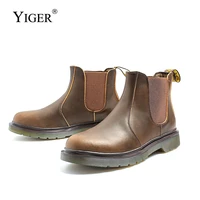 yiger mens chelsea boots 2021 fall winter martins boots knight boots british retro round toe brown mens tooling wild boots