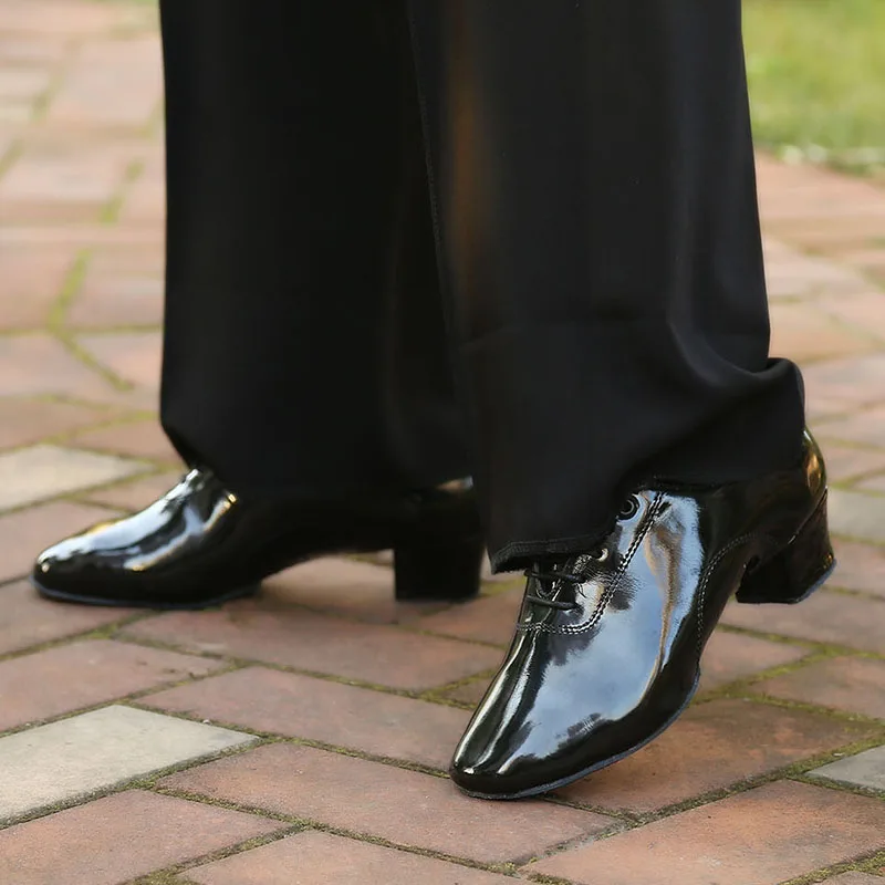 USHINE  24-44 black soft PU practice teacher shoes national standard Latin dance shoes children man