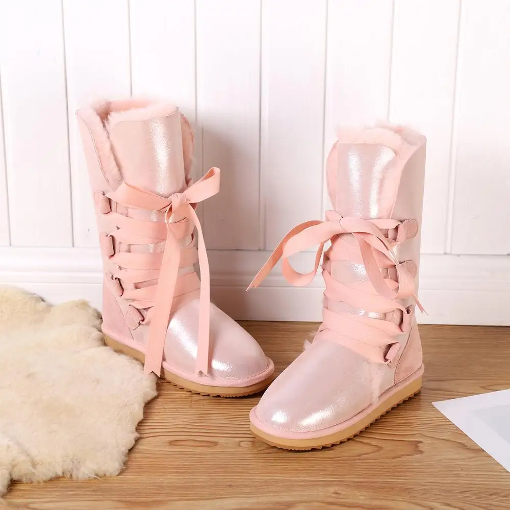 FVMX женские зимние ботинки модные на шнуровке овчина шерсть подкладка из меха