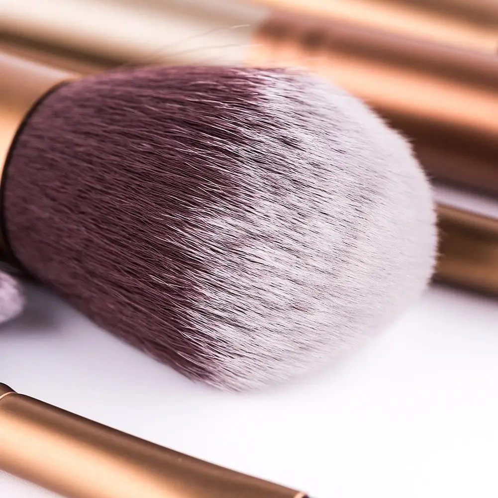 Набор деревянных кофейных золотых кистей для макияжа основы под макияж пудры