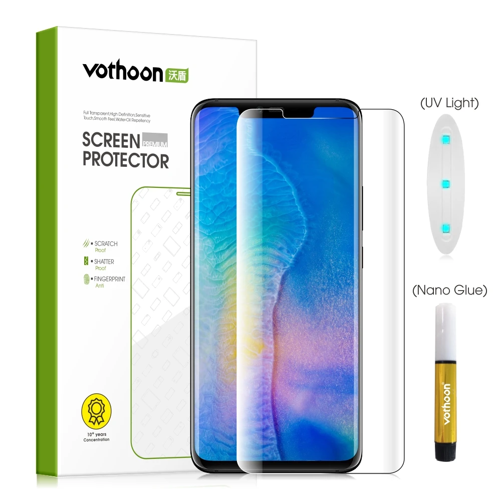 Vothoon Tempered Glass For Huawei Mate 20 Pro 3D Full glue Curved Screen Protector Case Friendly Design | Мобильные телефоны и