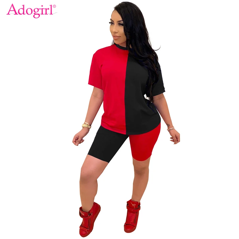 Adogirl цветной лоскутный Женский Повседневный комплект из двух предметов