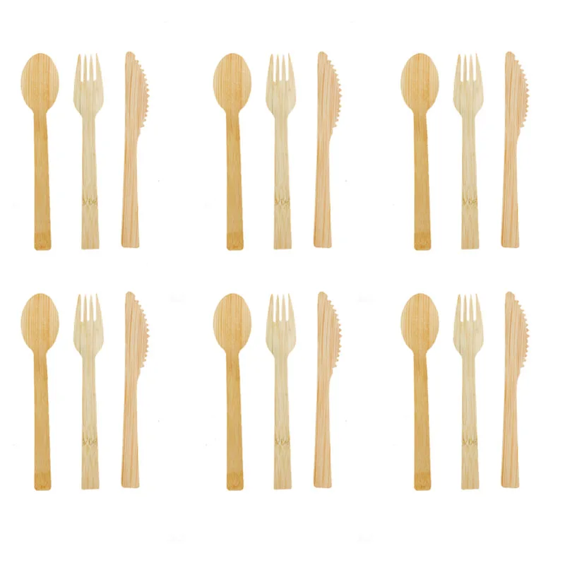 New Eco Friendly Tableware Set Bamboo Cutlery Wooden Knife Fork Spoon Flatware Biodegradable For Kitchen Utensils | Дом и сад
