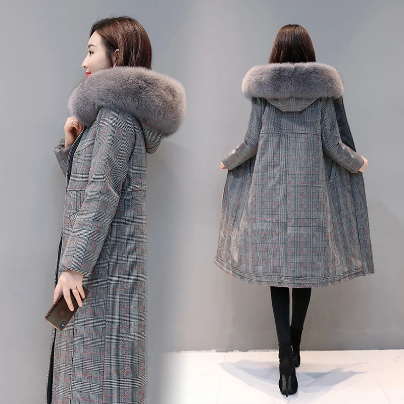 Плотный Теплый Женский пуховик роскошная одежда с лисьим мехом и капюшоном 2020