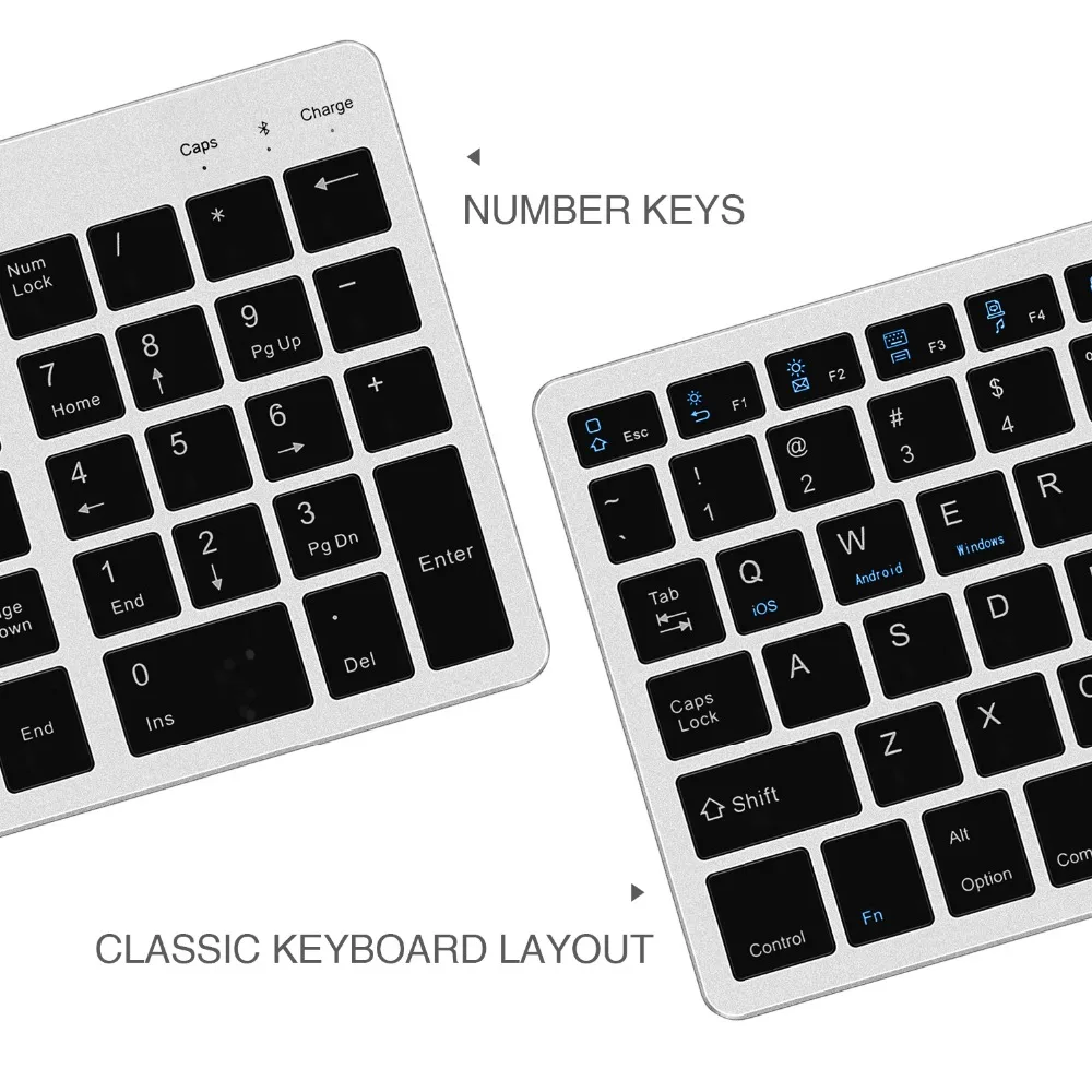 Zienstar ультра тонкая стандартная Bluetooth клавиатура для IPAD, MACBOOK, ноутбука, компьютера и планшета, перезаряжаемая литиевая батарея