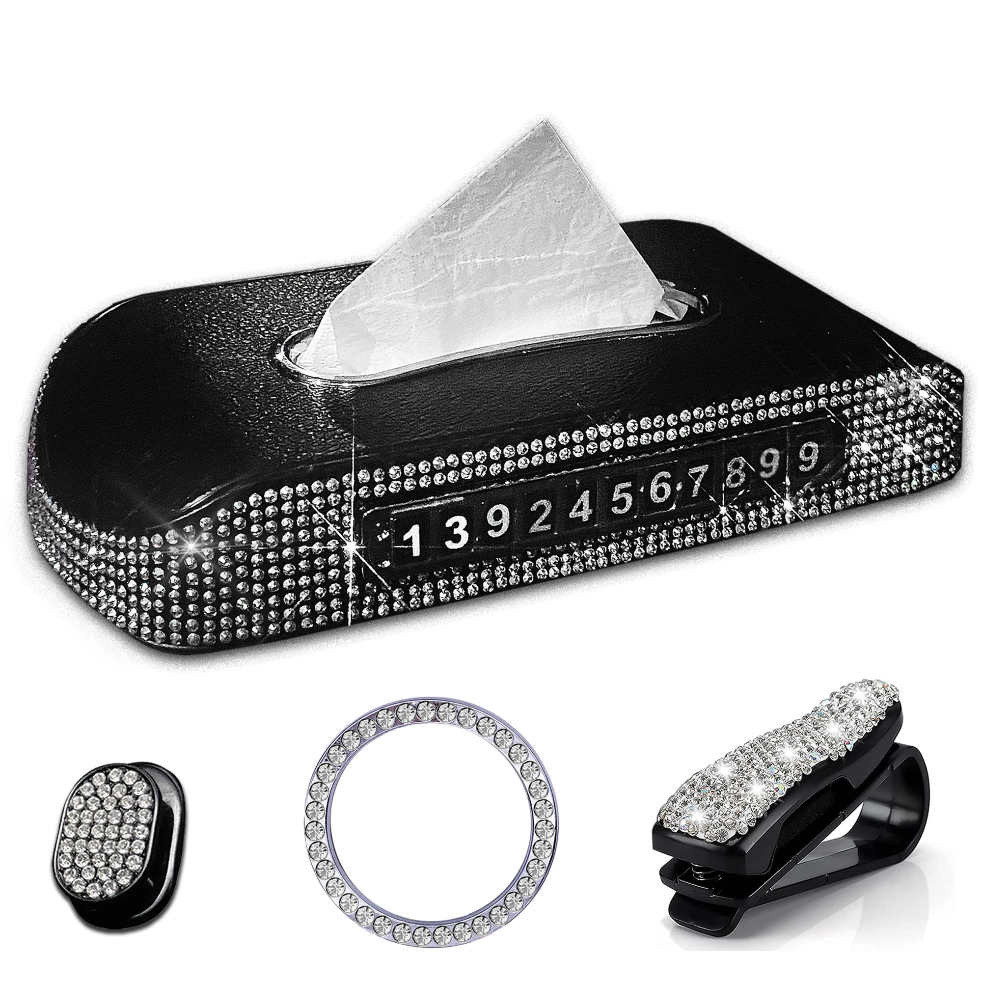 

Acrylic Car Tissue Holder,Crystal Bling Tissue Box Cover,Temporary Parking Number Plate,Rectangular Napkin Holder Paper Case