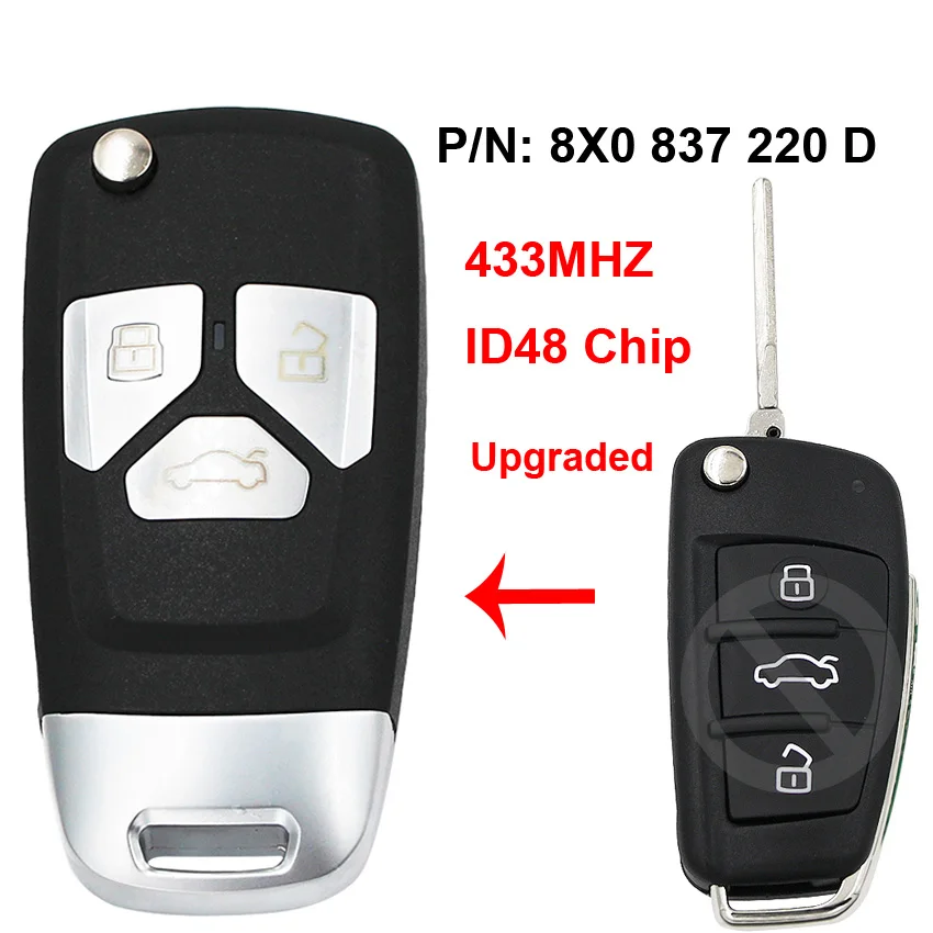 3 кнопочный Модернизированный раскладной дистанционный Автомобильный ключ 433