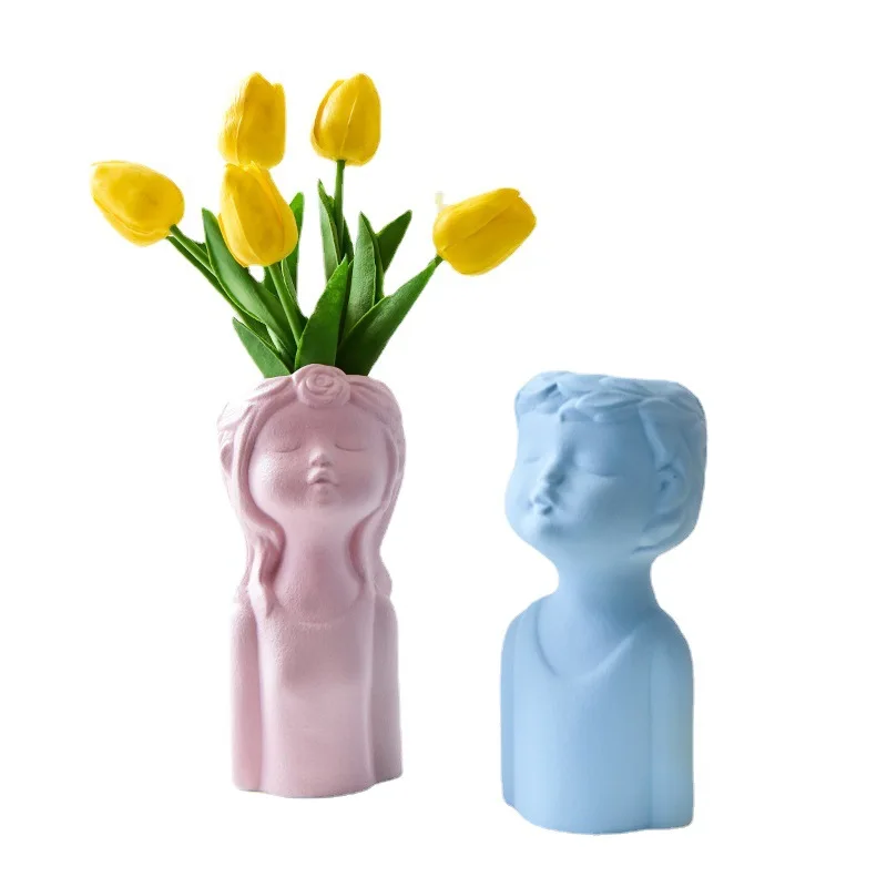 

Nordic Creative Girl Boy Ceramic Vase Decoration Wedding Gift Room Decoration Flower Arrangement Vase Home Decor Ornaments