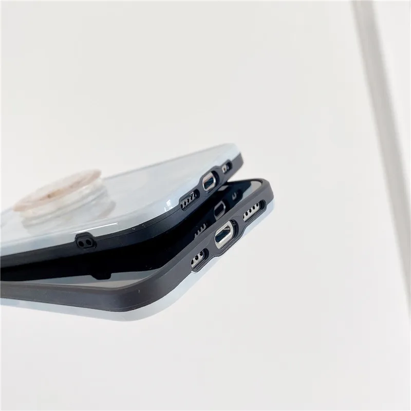 

Phone Case For iphone 12 11 pro max SE 7 8 Plus XS MAX XR soft back cover with shining universe starry sky clear Folding bracket