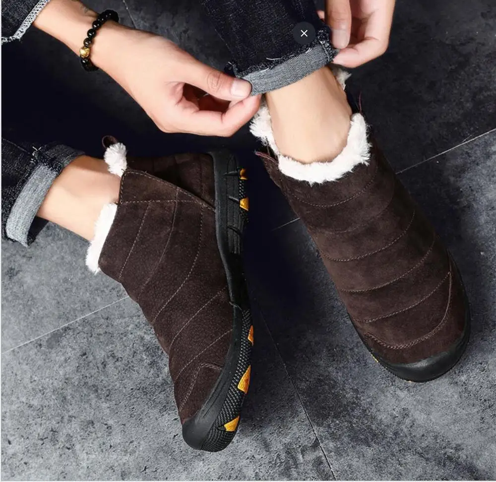 Теплые Зимние ботильоны Плюшевая обувь для русской зимы Водонепроницаемые