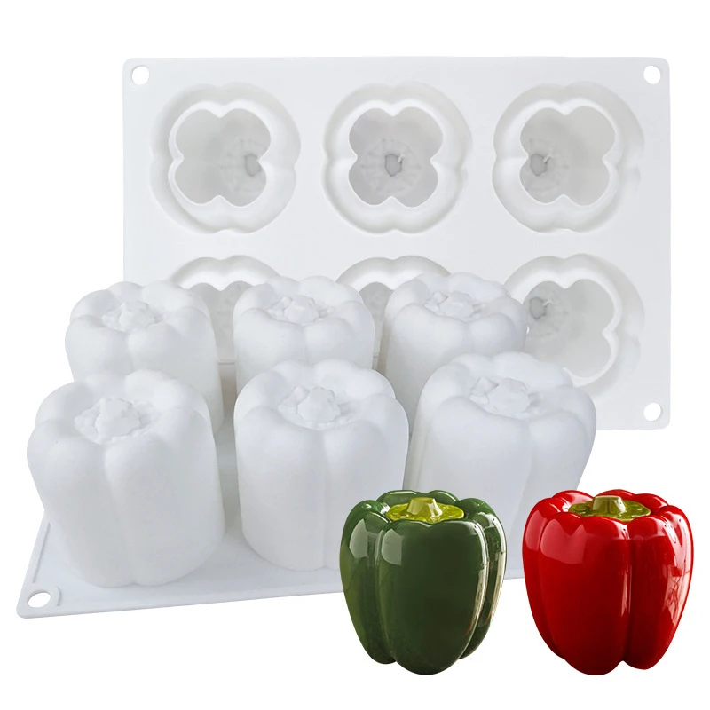 Meibum Chili-Shaped Silicone Mold 6 Cavity Mousse Cake Molds Dessert Decoration Bakeware Pastry Mould Kitchen Baking Tools |