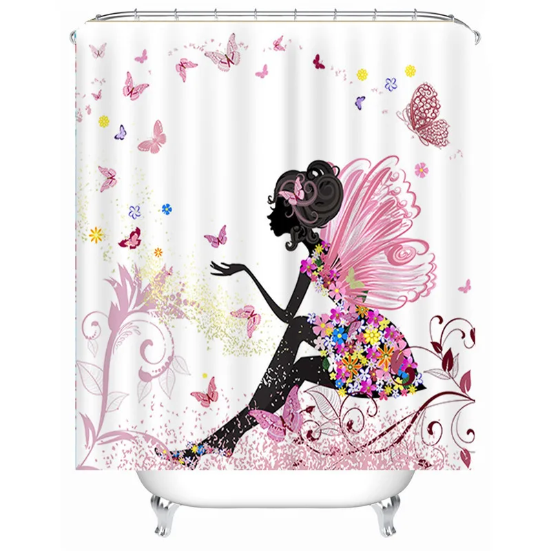 Полиэфирная водонепроницаемая плотная розовая занавеска для душа OIMG с принтом