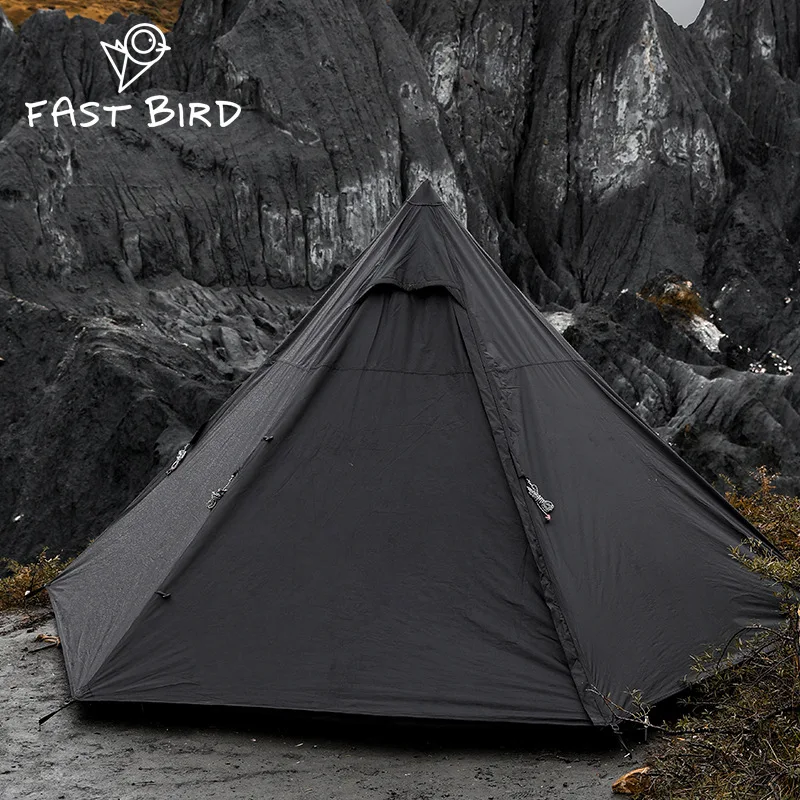

Polyester Black Pyramid Tent With Height 220cm Ultralight Outdoor Camping Teepee Awnings Shelter Backpacking Tent for 3-4 Person