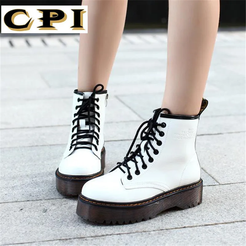 Женские мотоциклетные ботильоны на платформе со шнуровкой|Женские полусапожки| |