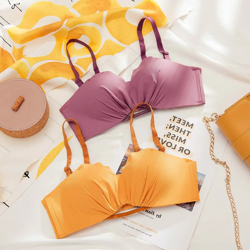 

Roseheart Women Fashion Purple Padded Bra Sets Bralette Half Cup Panties Wireless Underwear Sexy Lingerie Sets A B One-Piece