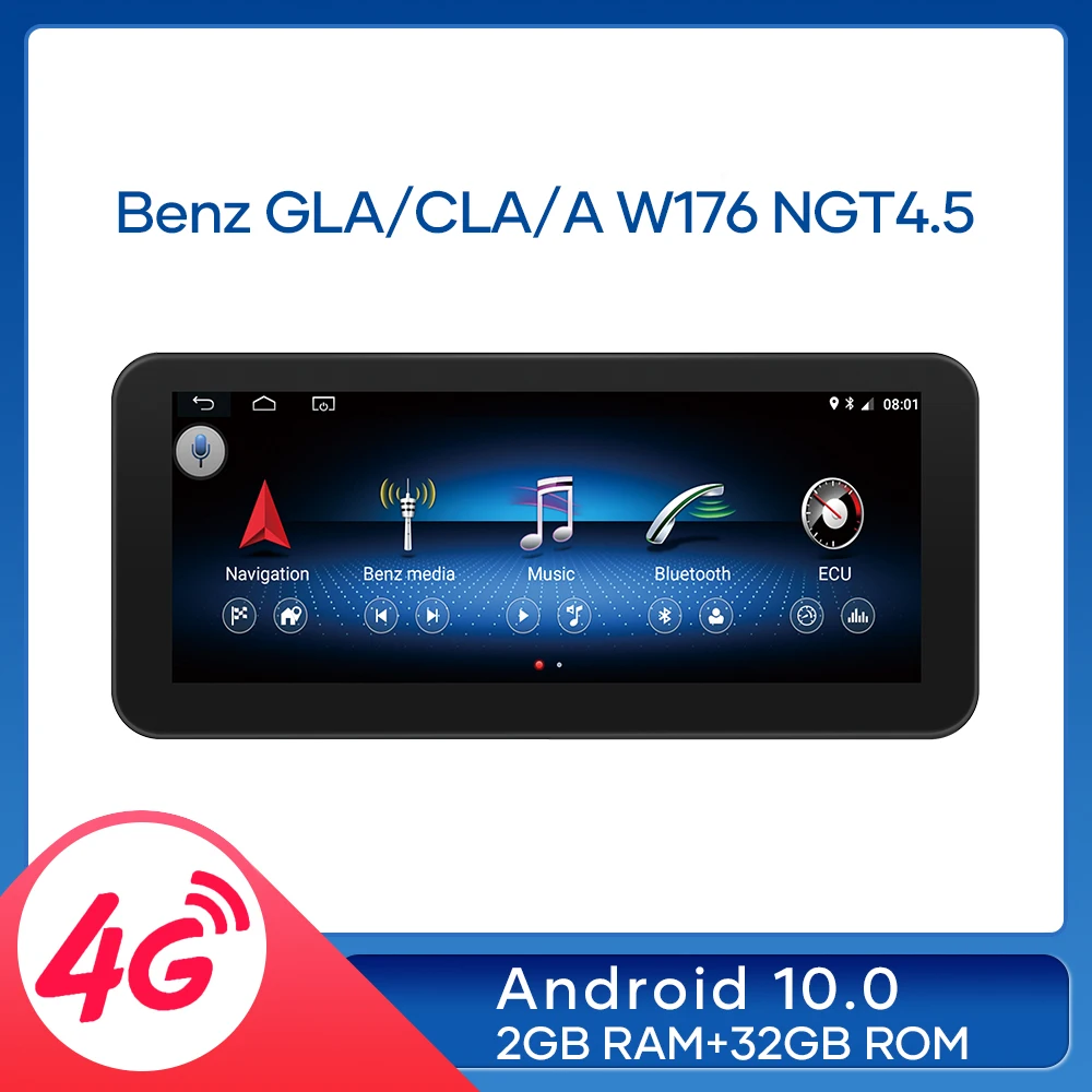 Автомагнитола MCWAUTO для Benz GLA/CLA/A W176 2013-2015 Android 10 0 GPS-навигация стерео 2 + 32 ГБ ОЗУ Wi-Fi BT