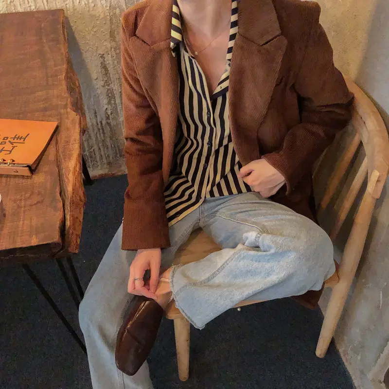 HziriP Осень Новый коричневый вельветовый теплый винтажный 2019 уличная свежая