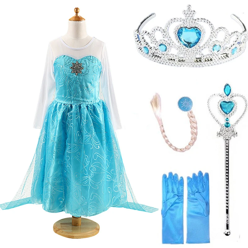 Новинка Платье Эльзы Косплей Снежная королева принцесса Снежинка Анна Эльза