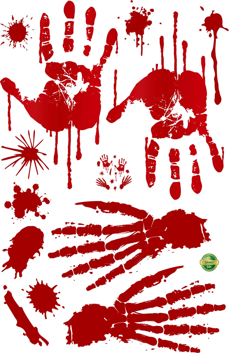 

Halloween Horrible Wall Stickers Bloody Handprint Stickers Wall Window Stickers Home Decal Stickers Halloween Party Decoration