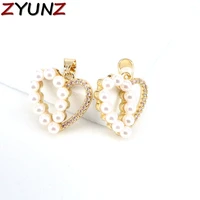 10pcs gold color imitation pearl heart charms trendy cute pendants diy earring bracelet necklace jewelry charms accessories