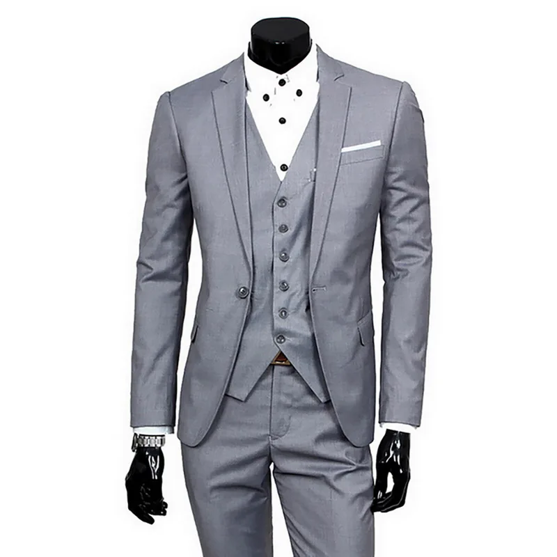 

Men Spring 3 Pieces Classic Blazers Suit Sets Men Business Blazer +Vest +Pants Suits Sets Autumn Men Wedding Party Set