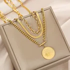 XIYANIKE 316L из нержавеющей стали 3 Слои золото Цвет Круглый ожерелья Модные Простые цепочка колье-чокер 2021 Новинка подвески для ожерелье из серебра