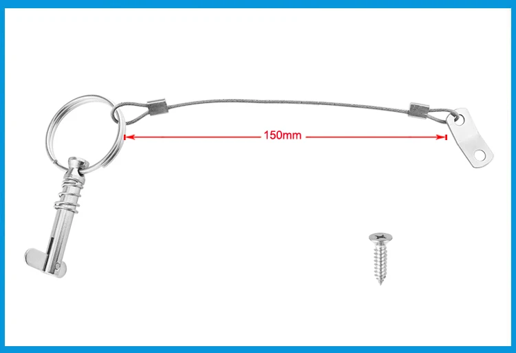 

6.3mm 1/4 inch Quick Release Pin with Lanyard for Boat Bimini Top Deck Hinge Marine hardware Stainless Steel 316 Boat