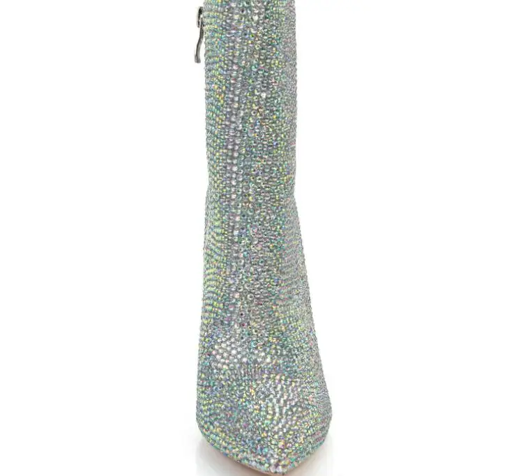 Ботильоны с украшением в виде кристаллов свадебные ботинки красной подошвой и