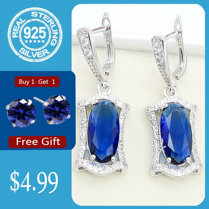 Женский свадебный подарок украшение из голубого сапфира 925 пробы свадебное