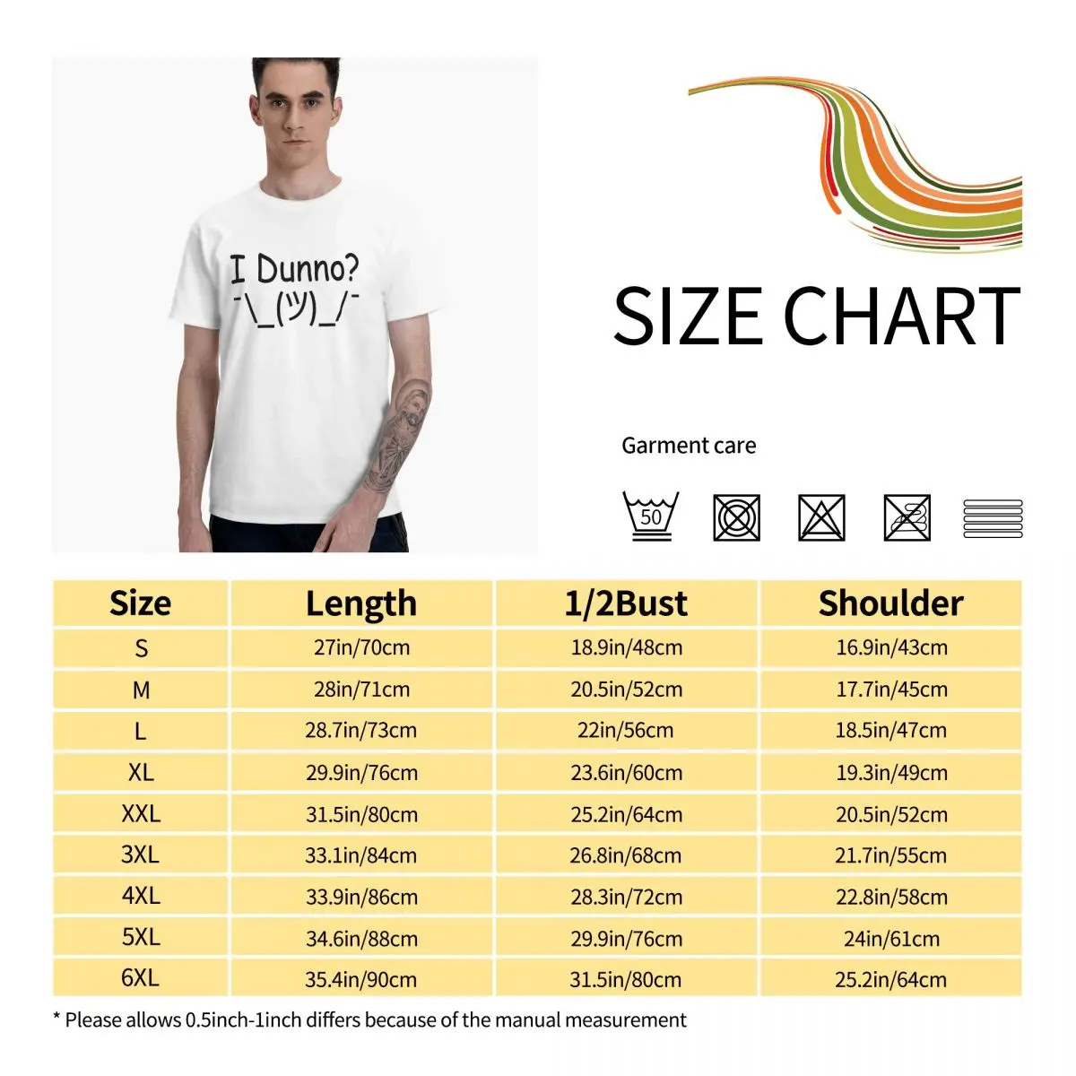 

I Dunno Shrug Aesthetic Clothes Men's Basic Short Sleeve T-Shirt Graphic Funny Tops