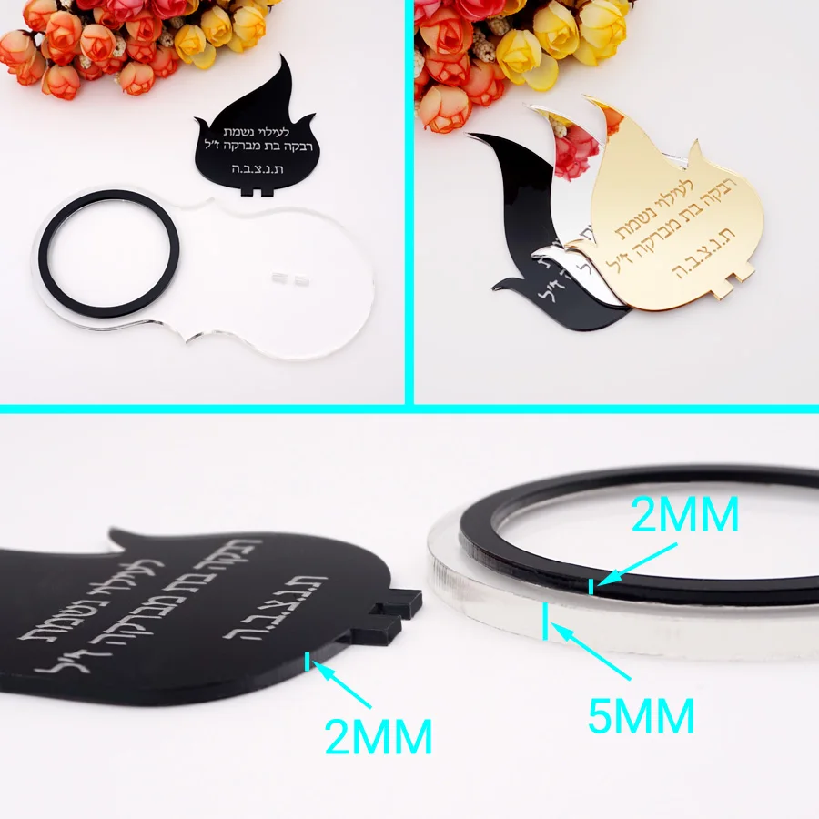 personalized acrylic candle holders votive prayer tray black mirror flame custom table plate baptism wedding party decor 17x10cm free global shipping