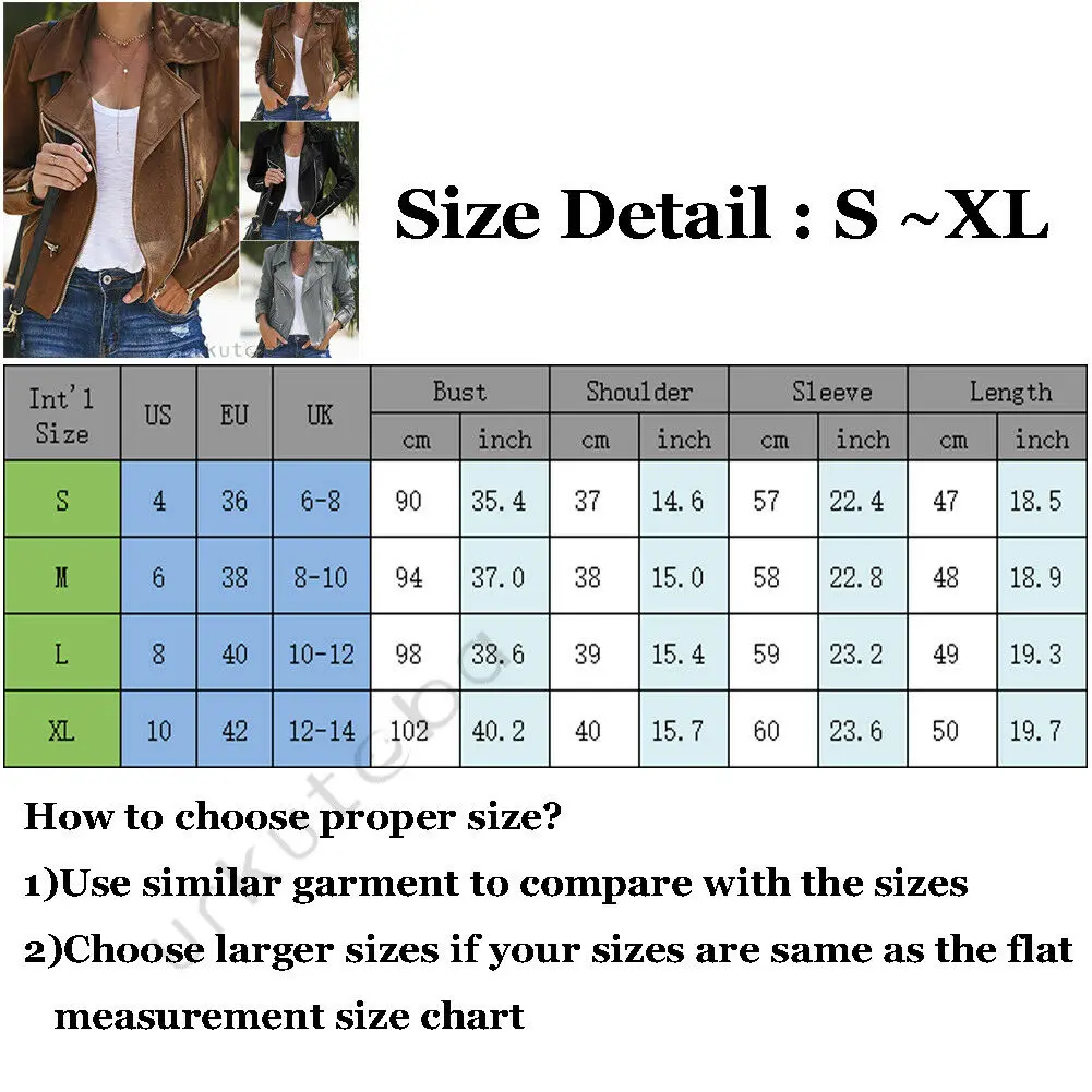 

HOT SALE Women's Ladies Fabric Thin Long Sleeve Jacket Flight Coat Zip Up Biker Slim Casual Tops Clothes Work Wear