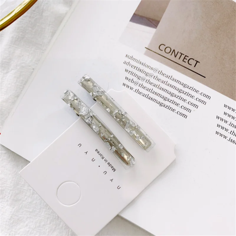 1 пара корейских заколок для волос из золотой фольги ацетатные заколки женщин и