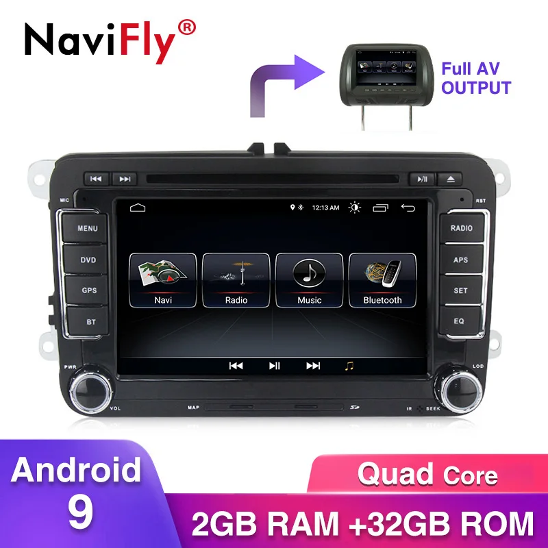 2 Din четырехъядерный Android 9 автомобильный dvd-плеер для VW Skoda POLO GOLF 5 6 PASSAT CC TIGUAN TOURAN Fabia Caddy