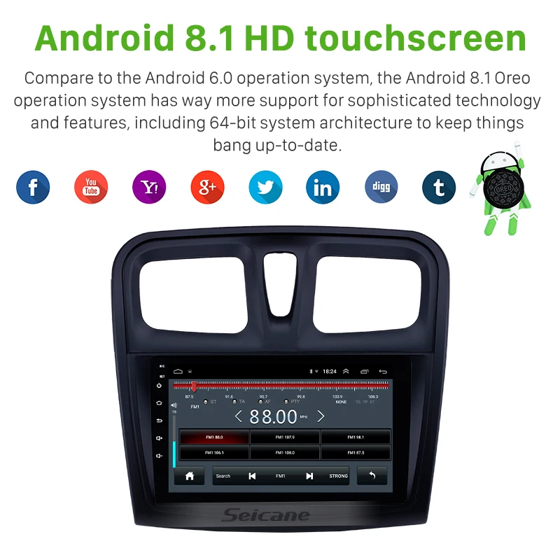 Автомобильный мультимедийный плеер Seicane 2din 9 дюймов Android 1 автомобильный с GPS для