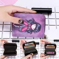 women card holder wallet pu leather female card case 9 bits10 bits 2 big position zipper card wallet cute characters card bag