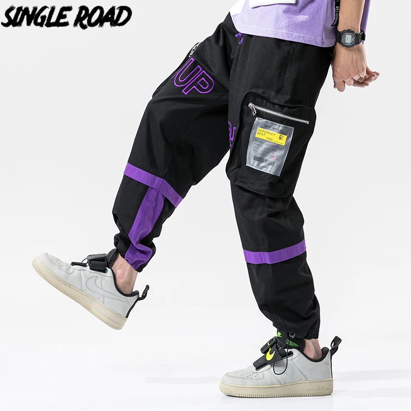 

Single Road Mens Cargo Pants Men 2021 Patchwork Multi Pockets Baggy Joggers Hip Hop Japanese Streetwear Trousers Pants For Men