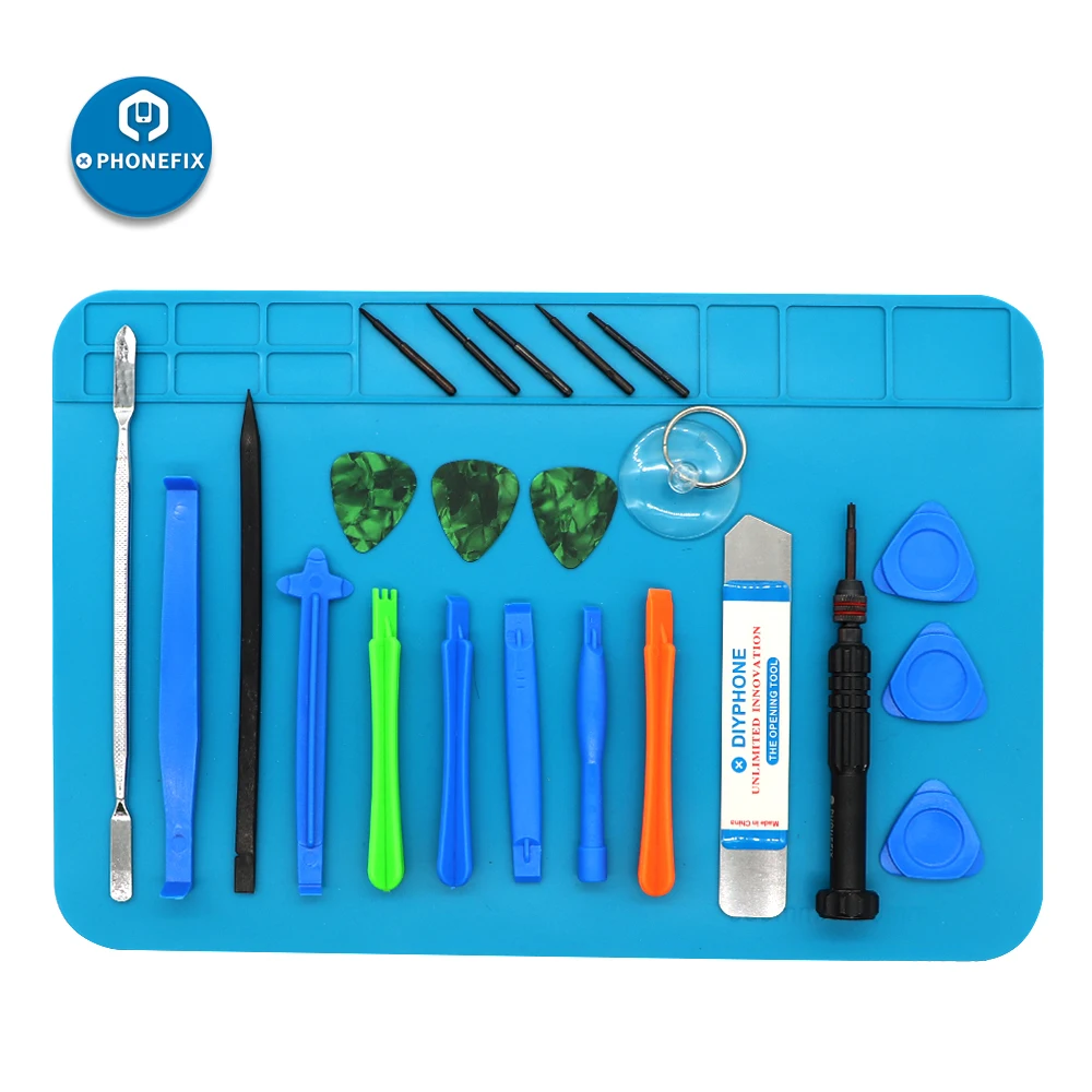 18 in 1 Phone Repair Tool Kit for iPhone Android Phones Tablet PC with Anti-static Mat Screwdriver Tools Mobile | Инструменты