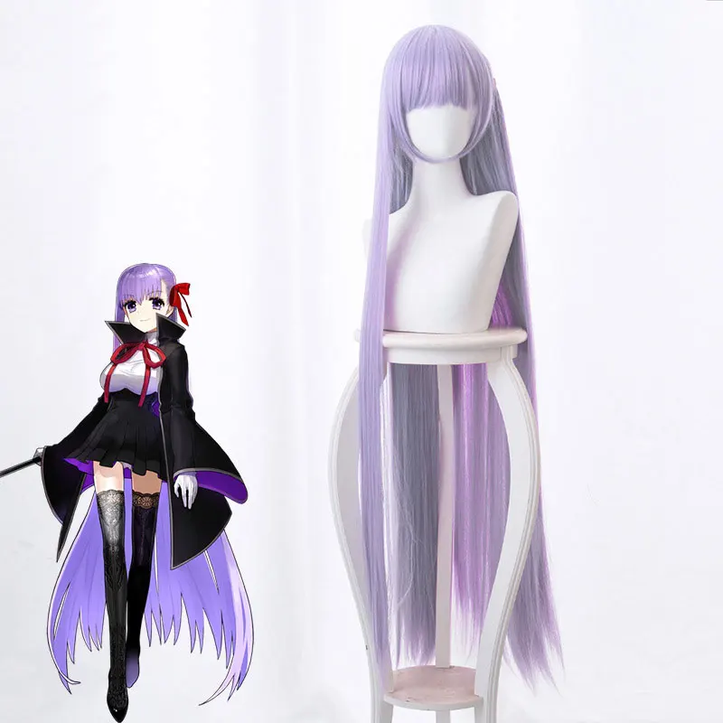 

FGO Fate Tung Sakura BB Light Blue Purple Horse Shape Ponytail Long Straight Hair Cos Wig Anime Cosplay Game Kawaii Female Wig