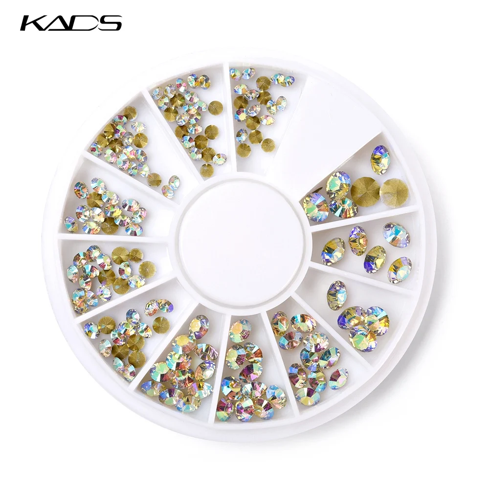 Цветные стразы для дизайна ногтей KADS белые конусные формы маникюрные Стразы