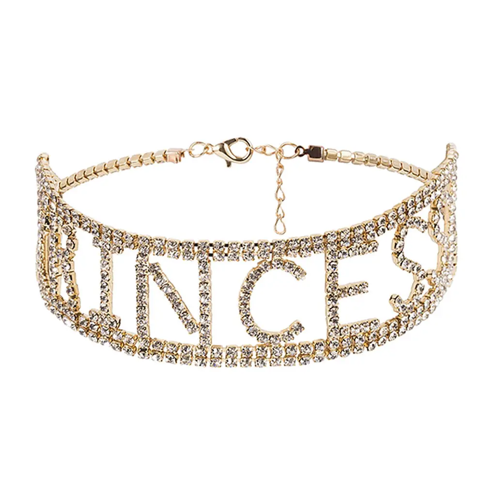 

Crystal Diamante Rhinestone Woman Chocker Princess Necklace