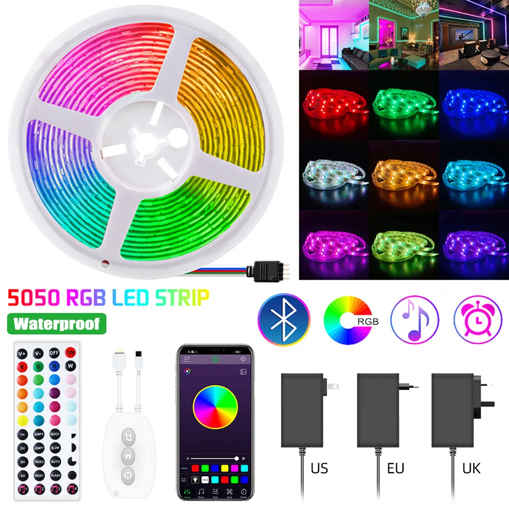 

Светодиодная лента 5050, 12 В, IP65, водонепроницаемая светодиодная лента RGB, гибкая лента для лампы, Диодная лента для подсветки телевизора, лента, светодиодная лента для декора