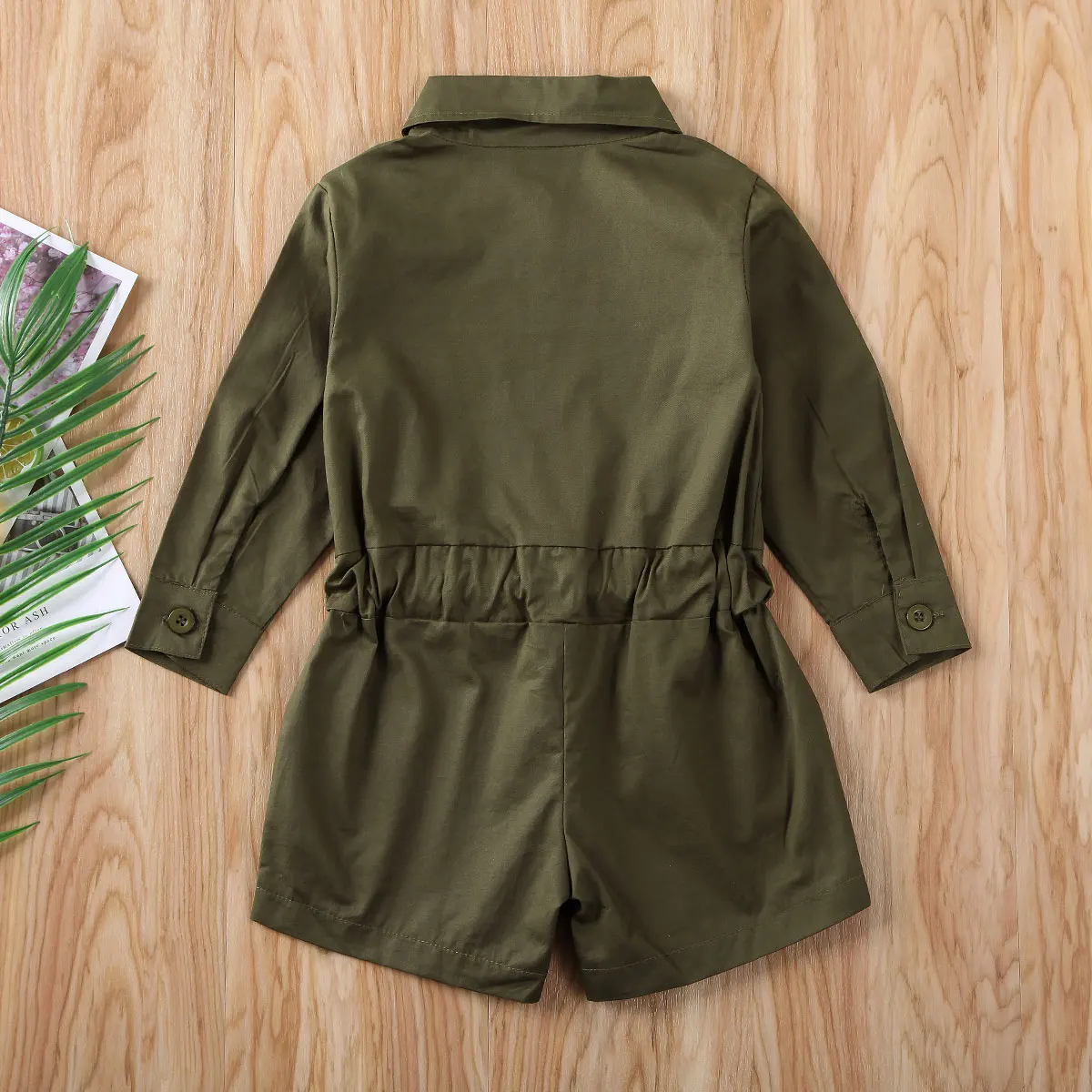 

Toddler Kids Baby Girl 1T-6T Jumpsuit Long Sleeve Button Solid Romper Playsuit Outfit Clothes Sets