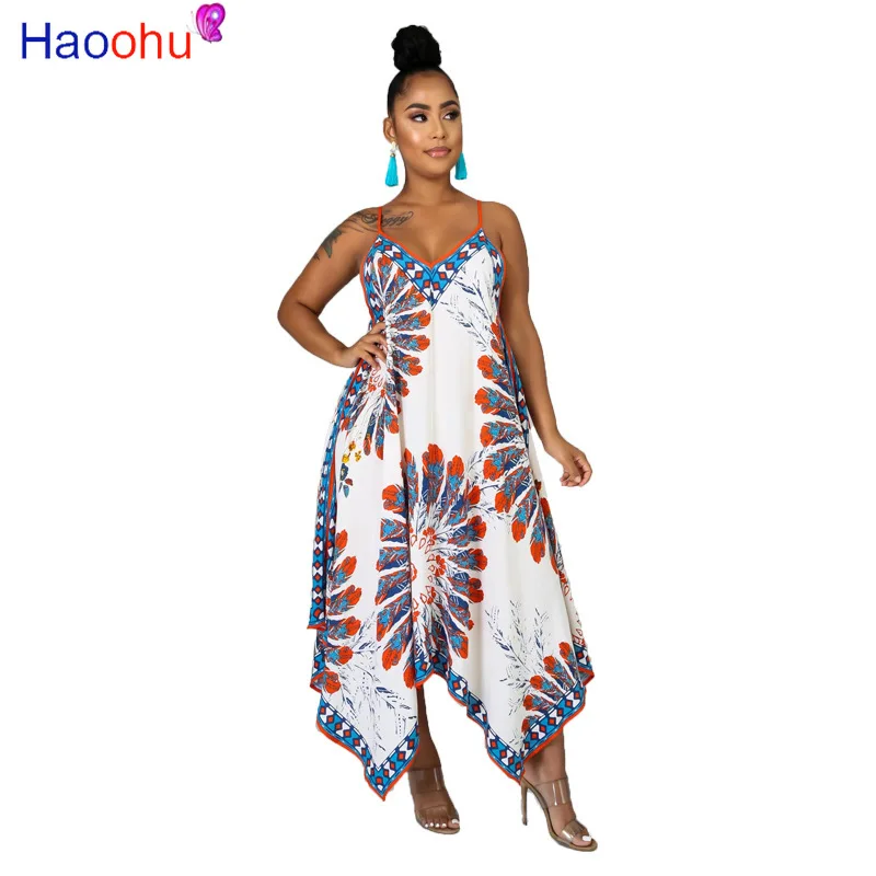 

HAOOHU 2020 летнее женское платье без рукавов на бретельках Свободный V-образный вырез сексуальный бандаж для ночного клуба вечерние цельные нар...