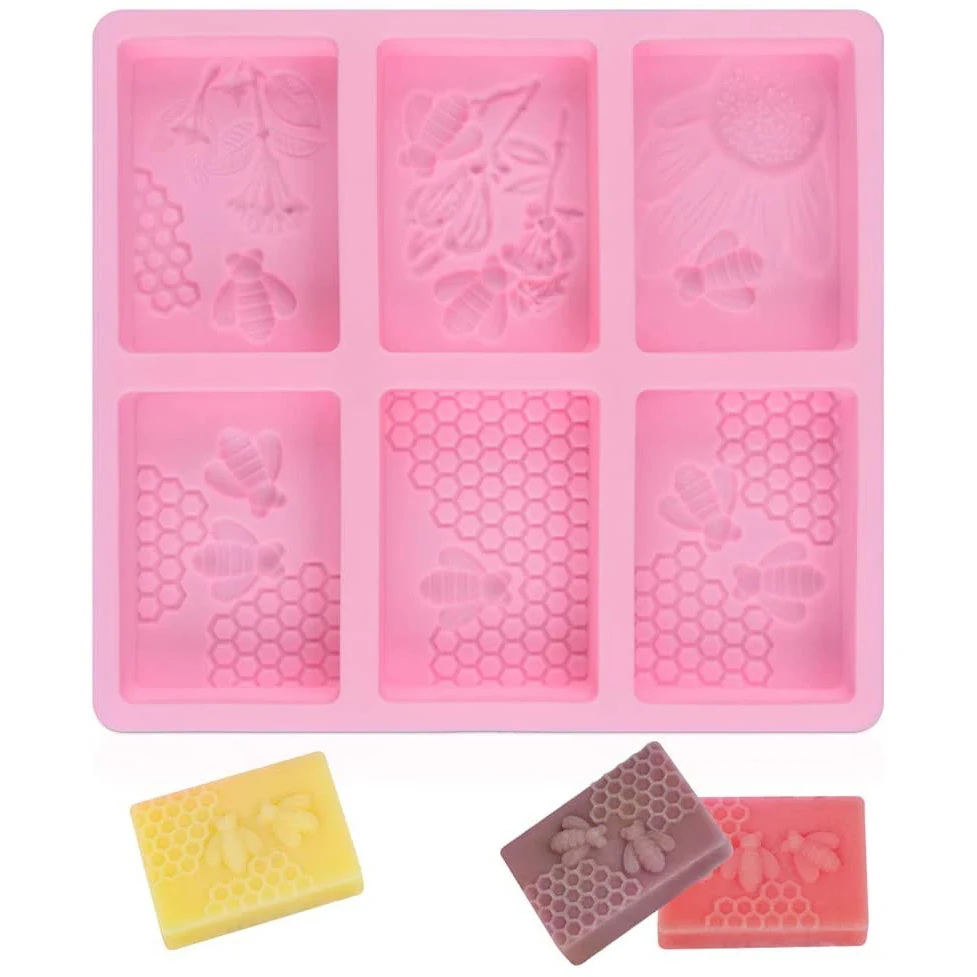 3D Bee  Handmade Silicone Soap Mold Multifunction Candle Molds Cake Making Baking Mould 3D Mould Square Soap Molds
