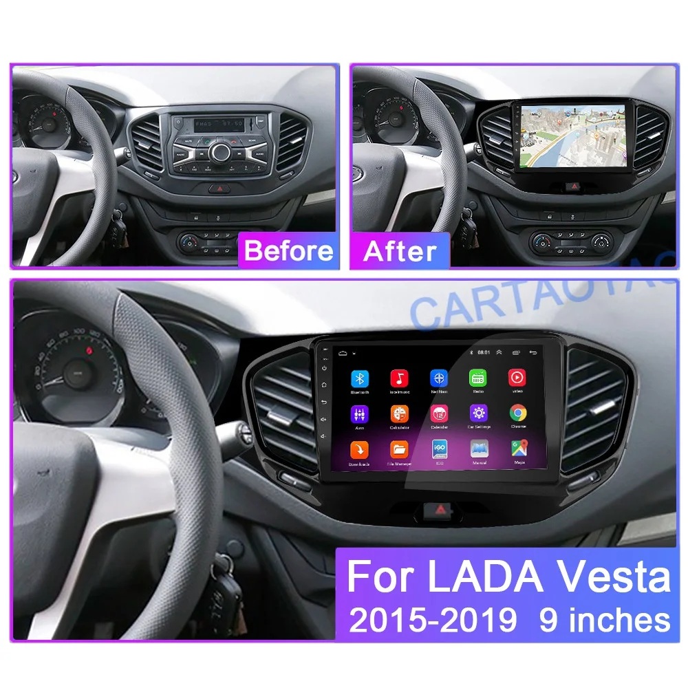 Автомобильный DVD-плеер для LADA Vesta 2015 2016 2017-2019 4 + 64 ГБ Android 9 0 GPS-навигация Wi-Fi RDS IPS