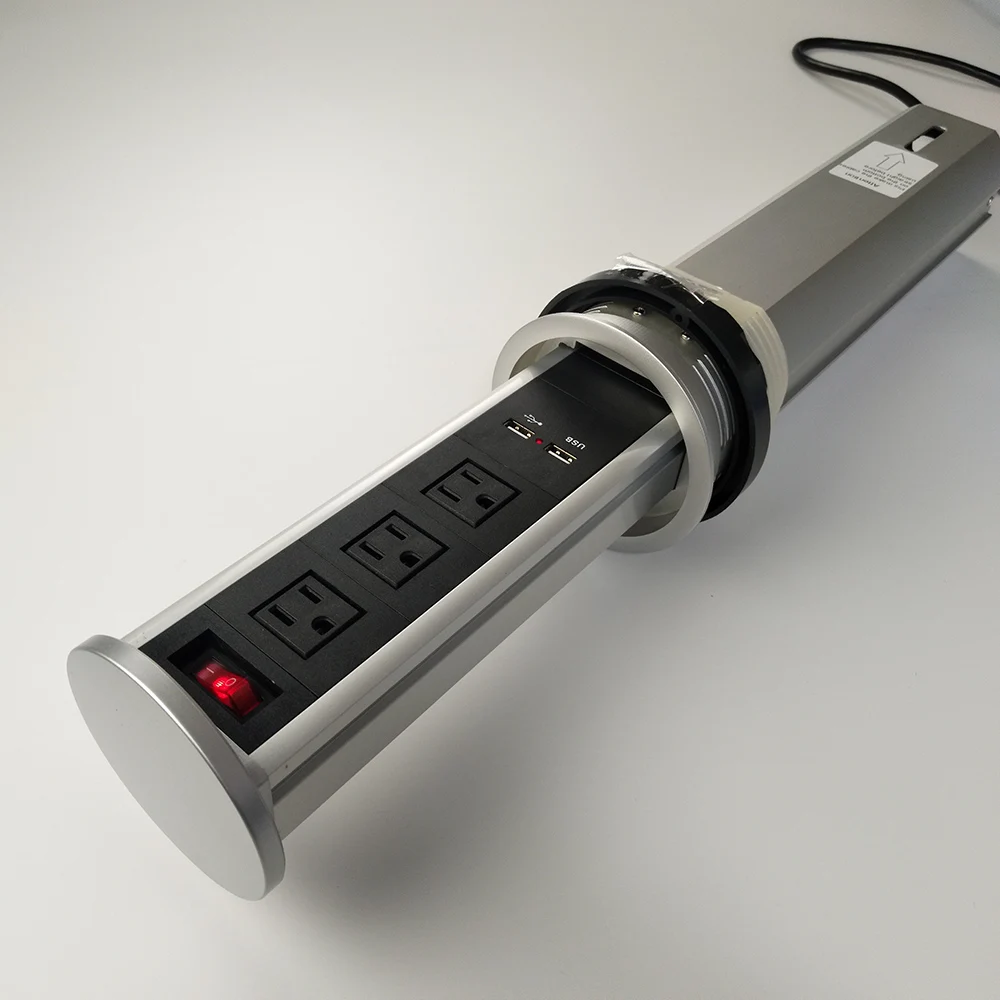 Пневматическая Выдвижная настольная розетка/3 позиционная американская